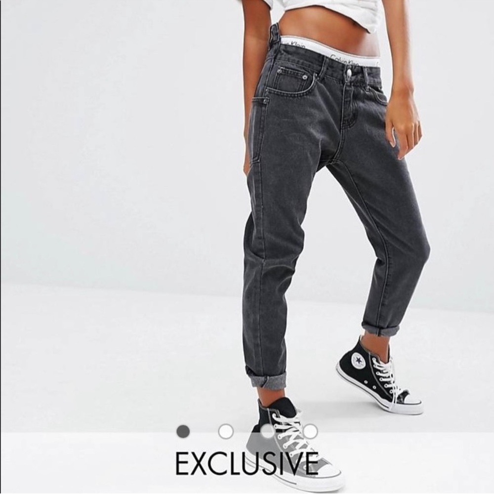 NWT Liquor N Poker Midori Boyfriend Jeans Washed Black Stepped Waist Size 16